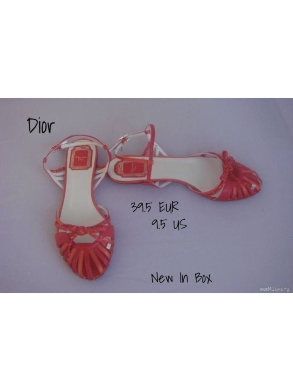 Christian Dior Flats Red Leather Shoes 39.5 EUR 9.5 US New In Box